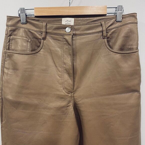ARITZIA 12 Wilfred Womens Melina Vegan Leather Straight Leg High Rise Pants Boho - Picture 10 of 16